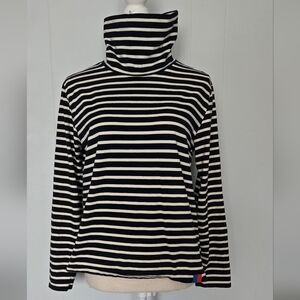 KULE Black and White Striped Long Sleeve Top